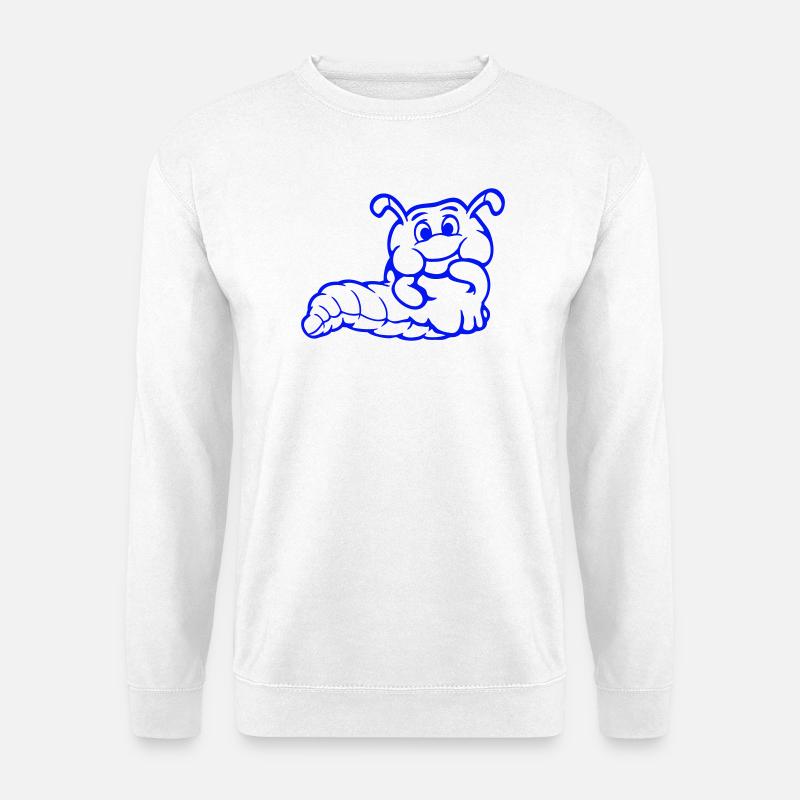Raupe Wurm Schüchtern Freundlich Neugierig Guckend - Unisex Pullover - Weiß