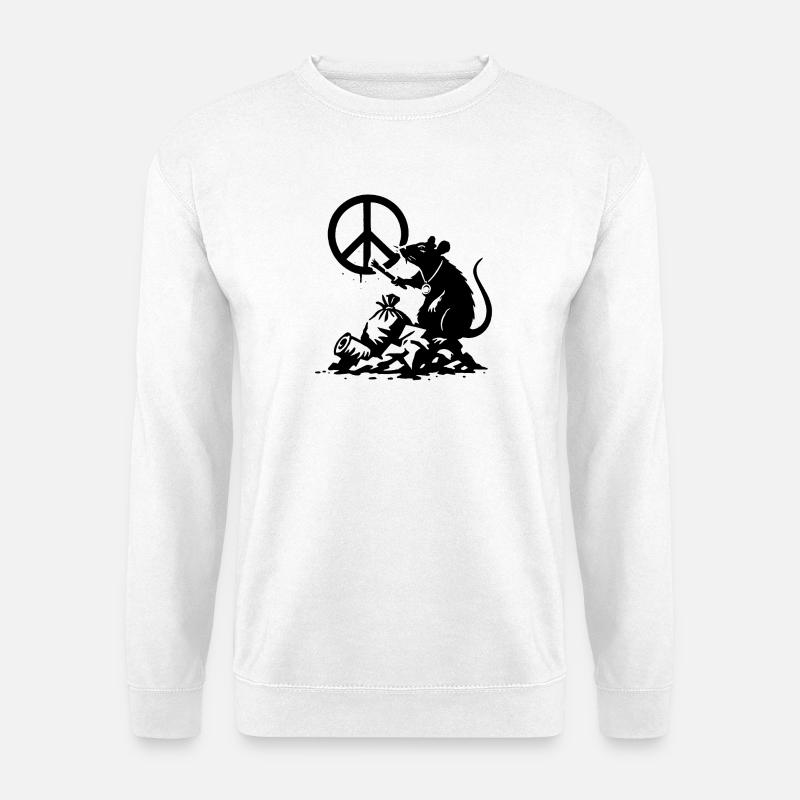 Friedensratte mit Blume - Unisex Pullover - Weiß