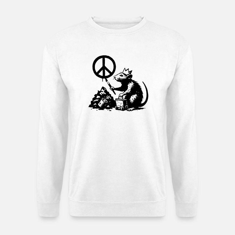 Ratte fordert Frieden - Unisex Pullover - Weiß