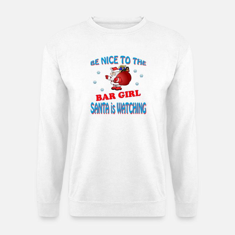 SANTA BAR GIRL - Unisex Pullover - Weiß