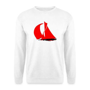 Rotes Segelboot Silhouette - Unisex Pullover - Weiß - Vorne
