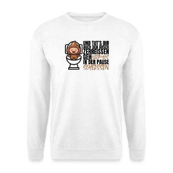 Ne jamais chier pendant la pause – Drôle de dicton - Sweat-shirt Unisexe - blanc - Devant