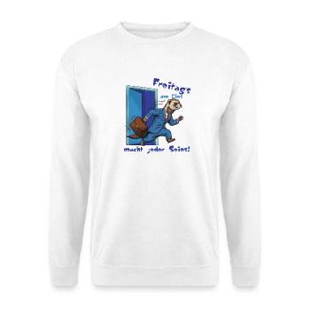 Furet du vendredi en costume. Enfin le week-end ! - Sweat-shirt Unisexe - blanc - Devant