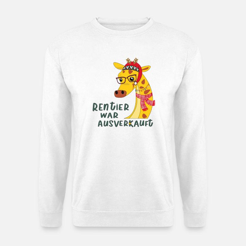 Giraffe mit Brille: Rentier - Unisex Pullover - Weiß