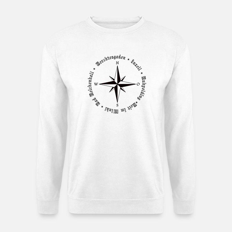 Kompass Alpen Orte Design - Unisex Pullover - Weiß