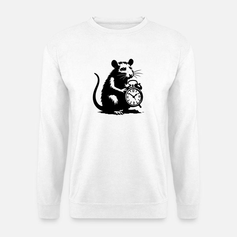 Gestresste Ratte und Wecker - Unisex Pullover - Weiß