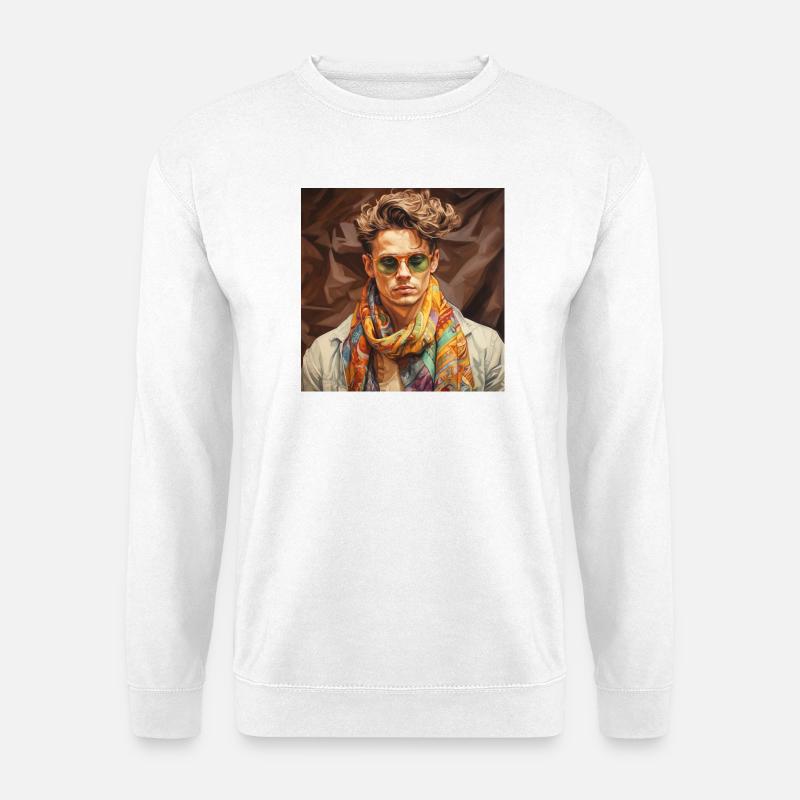 Bunter Schal Stilportrait - Unisex Pullover - Weiß