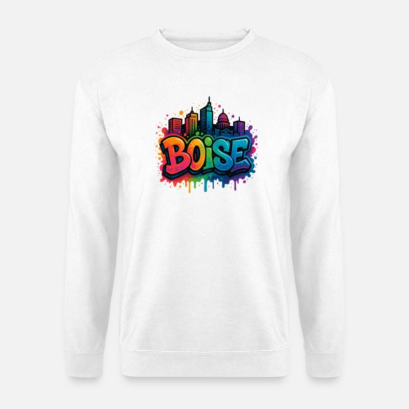 Skyline de graffitis de Boise - Sweat-shirt Unisexe - blanc
