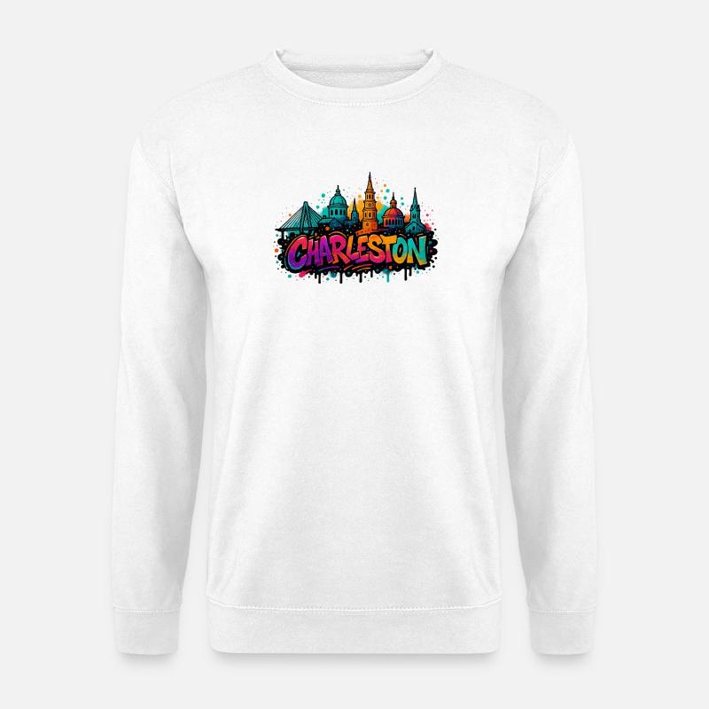 Charleston Graffiti Skyline - Sweat-shirt Unisexe - blanc