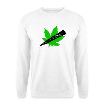 Neon Cannabisblatt Grafik - Unisex Pullover - Weiß - Vorne