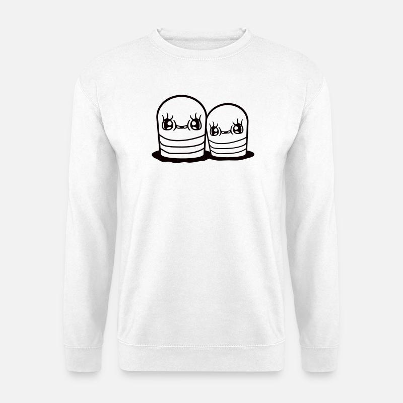 2 Würmer Paar Freunde Guckend Erdlöcher Glücklich - Unisex Pullover - Weiß