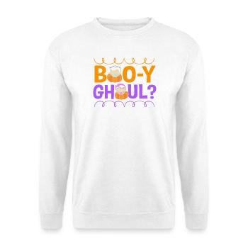 Halloween Gender Reveal - Unisex Pullover - Weiß - Vorne - Alina (178cm) & Michal (187cm)