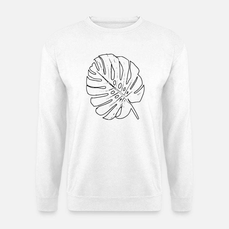 Monstera-Blatt-Umriss - Unisex Pullover - Weiß