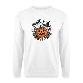 Kürbis-Halloween-Fest-Hexen-Herbst - Unisex Pullover - Weiß - Vorne - Alina (178cm) & Michal (187cm)