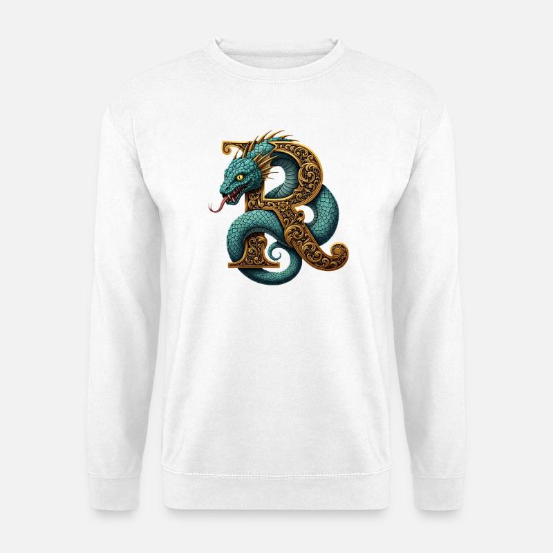 Drache um den Buchstaben R verziert - Unisex Pullover - Weiß
