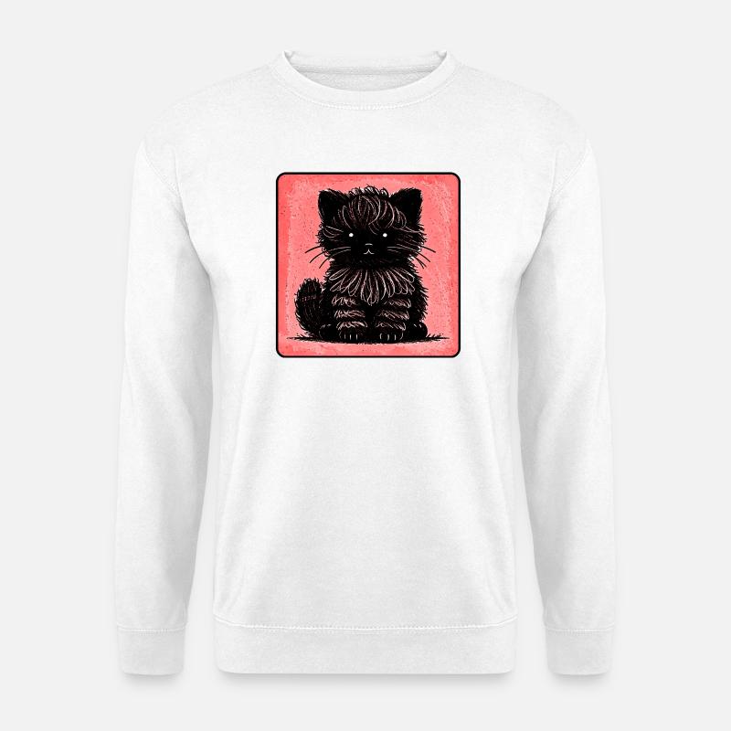 WuschelKatze (Rot) - Unisex Pullover - Weiß