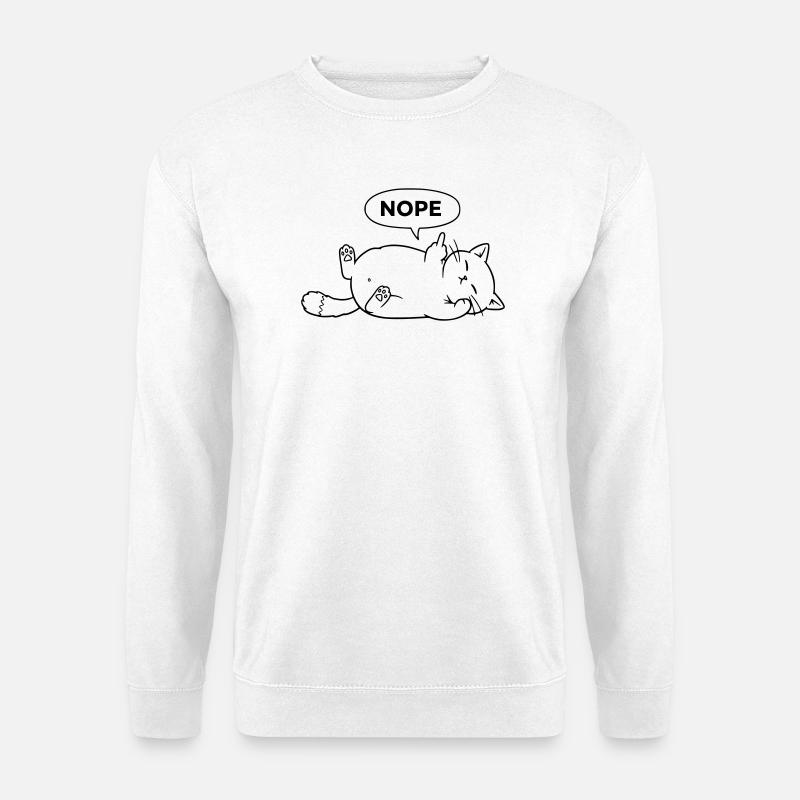Nope Katze | Sarkastisches Katzen Statement - Unisex Pullover - Weiß