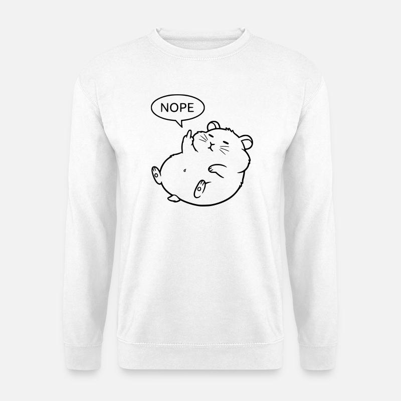Nope Hamster | Lustiges Mittelfinger Statement - Unisex Pullover - Weiß