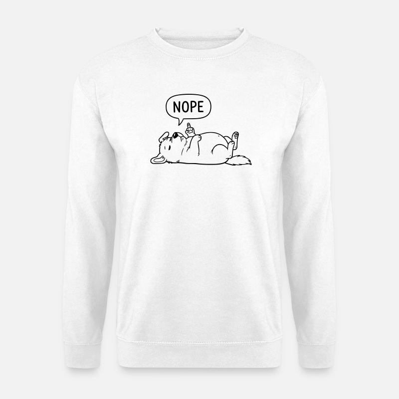 Nope Hund | Lustiges Mittelfinger Statement - Unisex Pullover - Weiß