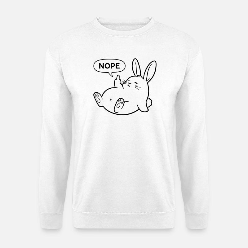 Nope Rabbit | Naughty Bunny Statement - Unisex Sweatshirt - white