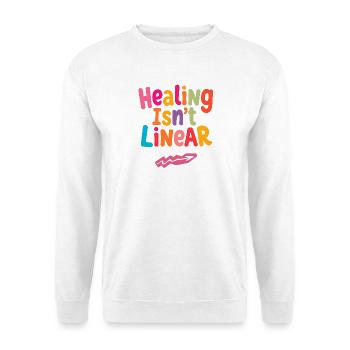 Heilung ist nicht linear Positives Shirt - Unisex Pullover - Weiß - Vorne - Alina (178cm) & Michal (187cm)