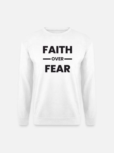 Faith_Over_Fear_Transparent_Black - Unisex Pullover - Weiß