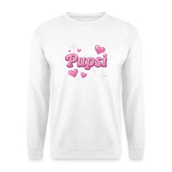 pupsi / y2k Spitzname design - Unisex Pullover - Weiß - Vorne - Alina (178cm) & Michal (187cm)