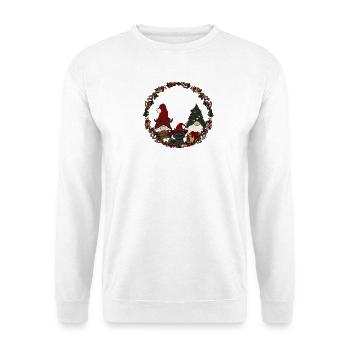 Gnome avec chat dans la couronne de Noël - Sweat-shirt Unisexe - blanc - Devant