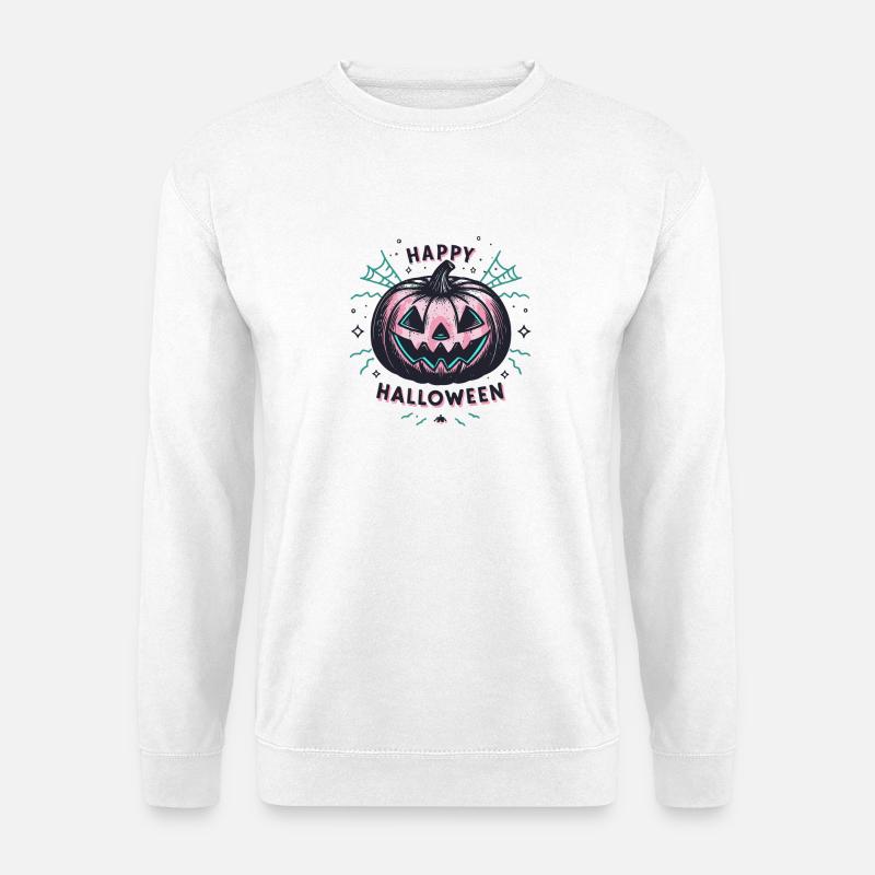 Pink Neon Halloween Kürbis - Unisex Pullover - Weiß