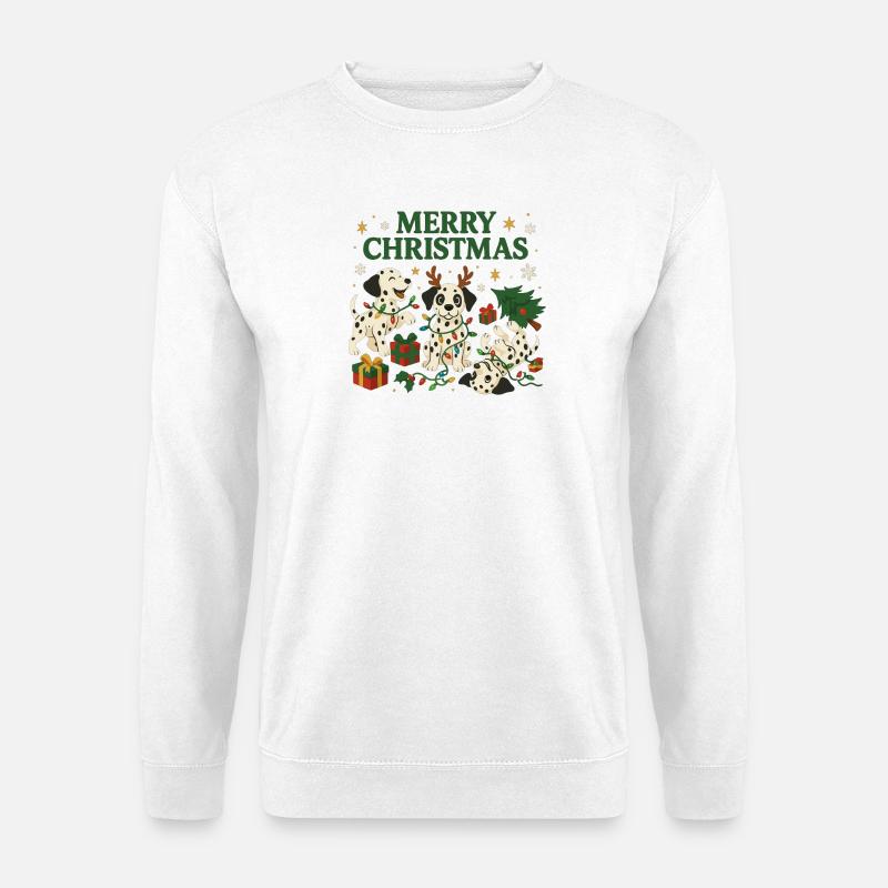 Süße Dalmatiner im Weihnachtsdesign - Unisex Pullover - Weiß