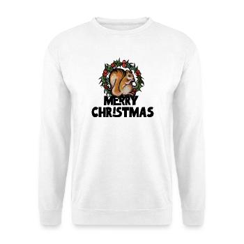 Eichhörnchen unter Stechpalmenkranz - Unisex Pullover - Weiß - Vorne
