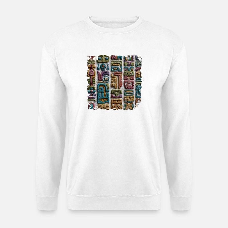 Farbenzauber Glyphen Relief - Unisex Pullover - Weiß