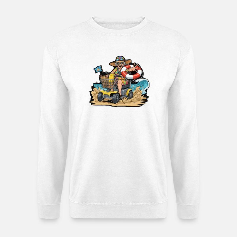 Summer Adventure Granny on Mobility Scooter - Unisex Sweatshirt - white