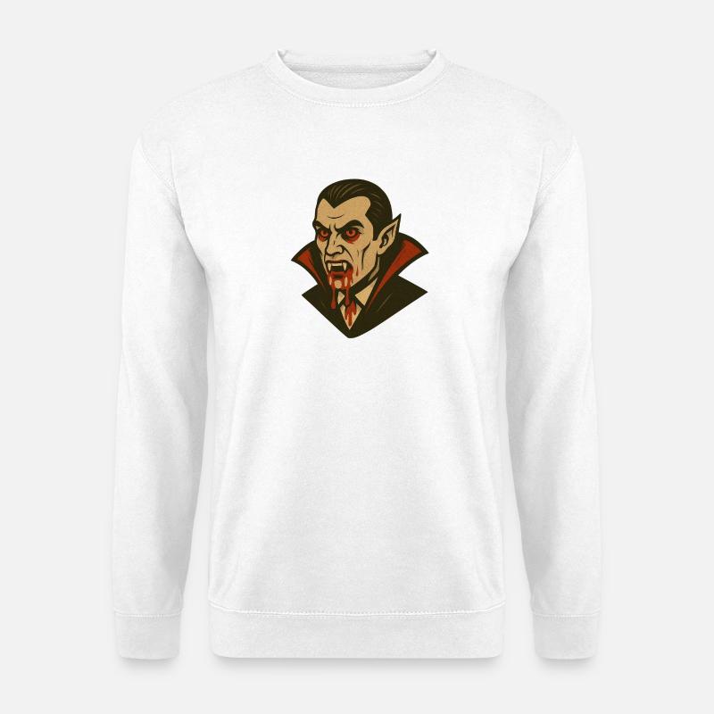 Vampir Dracula Illustration Retro-Stil Halloween - Unisex Pullover - Weiß