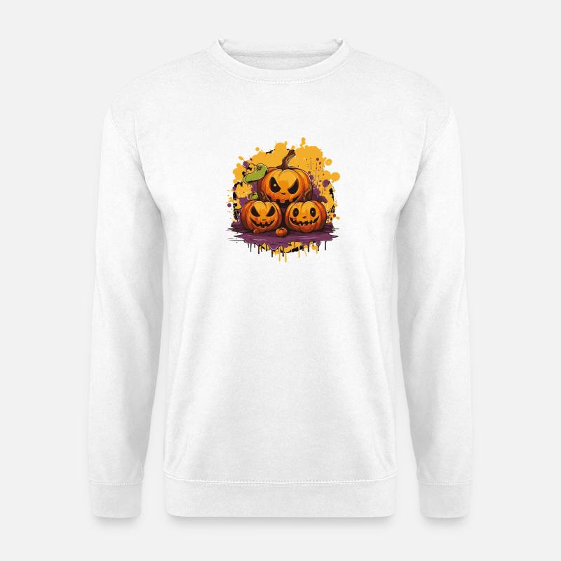 Kürbisbande Halloween Druck - Unisex Pullover - Weiß