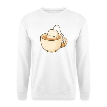 Kawaii Teebeutel in einer warmen Tasse - Unisex Pullover - Weiß - Vorne
