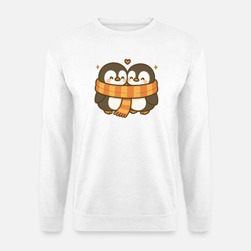 Twin Pinguin Umarmung mit Schal - Unisex Pullover - Weiß