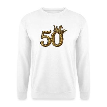 Golden 50 with Crown – Noble Birthday Motif - Unisex Sweatshirt - white - Front