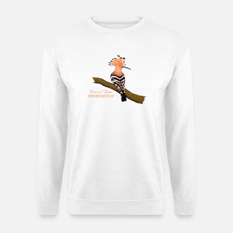 Hoopoe with raised crest on branch - Unisex Sweatshirt - white