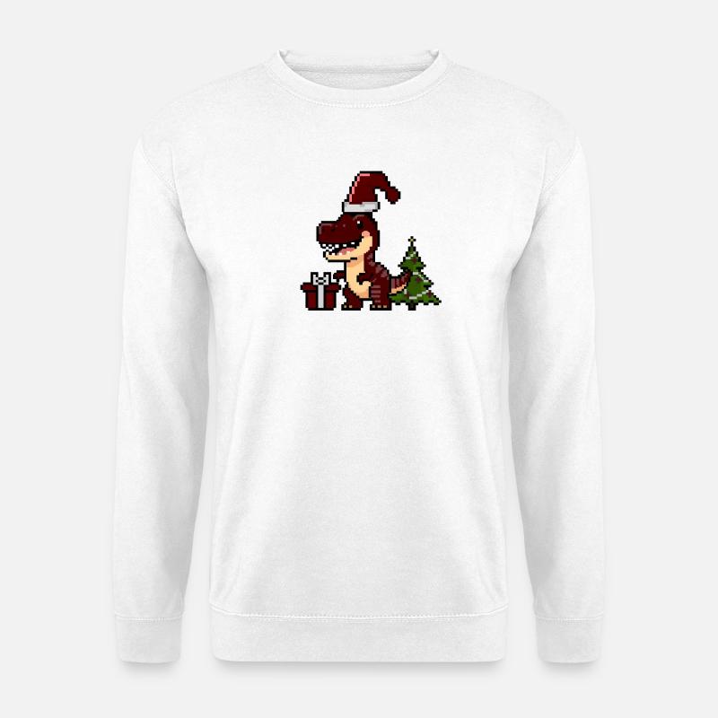 Pixel Dino Weihnachtsdino - Unisex Pullover - Weiß