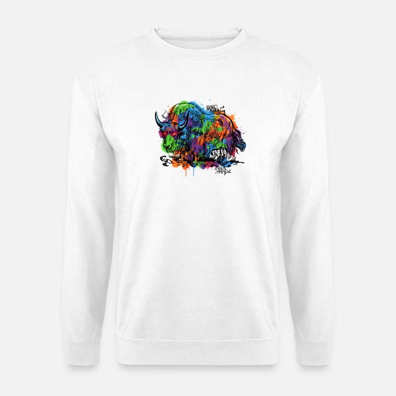 Regenbogenyak Graffiti Muster - Unisex Pullover - Weiß