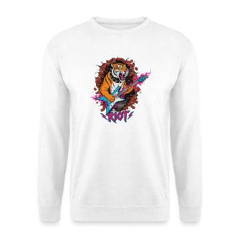 Tigre avec guitare contre mur de moellons - Sweat-shirt Unisexe - blanc - Devant