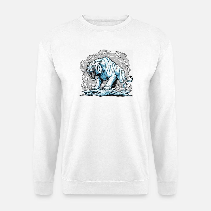 Der gefrorene Tiger im Golf - Unisex Pullover - Weiß