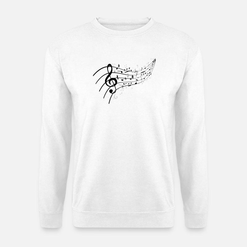 Schwarze Nacht mit Musikknoten - Unisex Pullover - Weiß