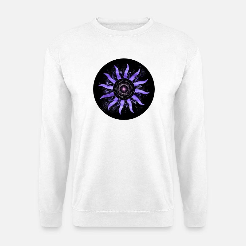 Konzentrische astrale violette Sonne - Unisex Pullover - Weiß