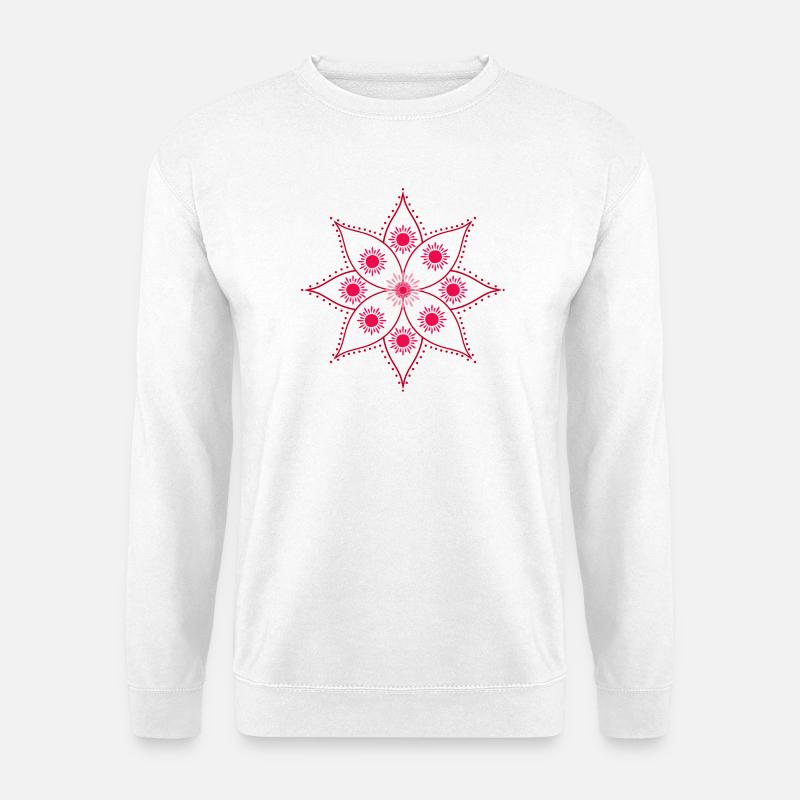 Mandala-Rosette Intensives Rosa - Unisex Pullover - Weiß