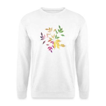 Zart schimmerndes Blätter-Arrangement – Naturkunst - Unisex Pullover - Weiß - Vorne - Alina (178cm) & Michal (187cm)