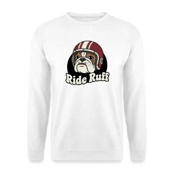Ride Ruff Bulldog Helmet Design - Unisex Sweatshirt - white - Front