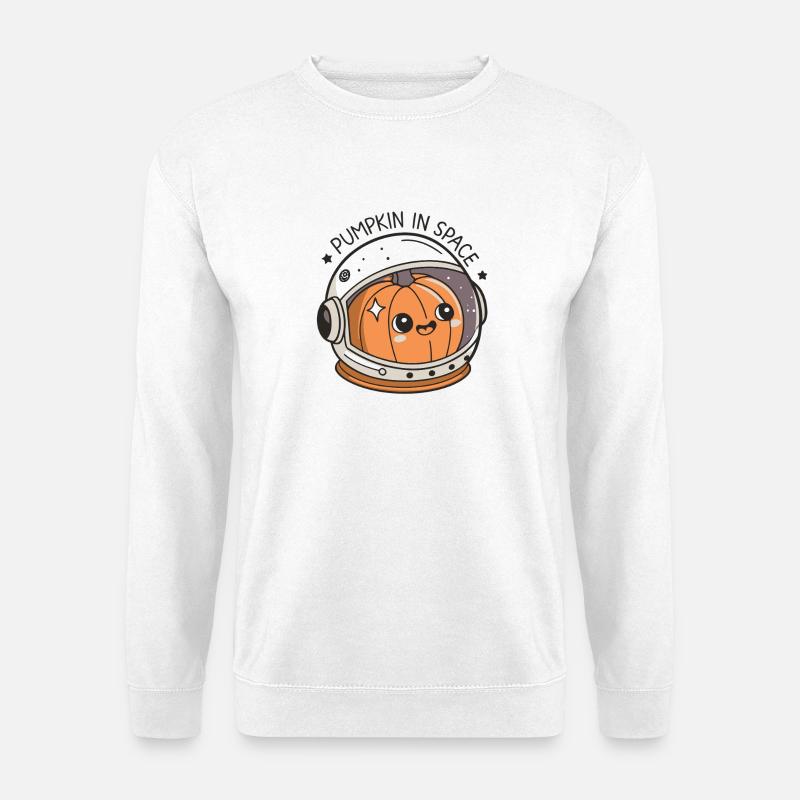 Kürbis-Astronaut im All - Unisex Pullover - Weiß