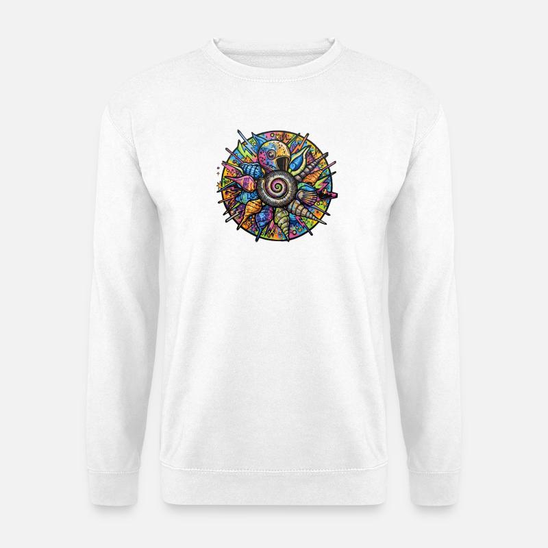 Psychedelische Muschelspirale Mandala - Unisex Pullover - Weiß